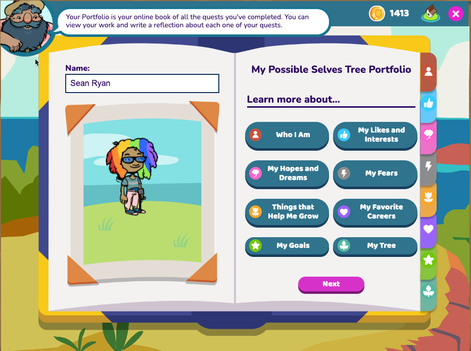 screenshot of the portfolio on FQI-E