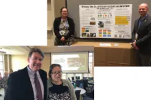 photo collage of the author Nicole presenting at a conference