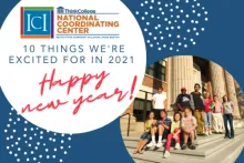 group of students with text 10 Things We're Excited for in 2021: Happy New Year