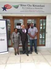 ADA Fellows Monica Mbelle and Goodluck Chanyika at the U.S. Embassy in Tanzania