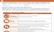 Picture of a page in the College and Career Learning plan resource.