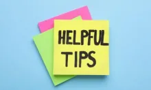 pile of post it notes and text reads helpful tips
