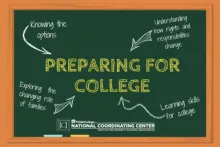 Chalkboard image with the words Preparing for College