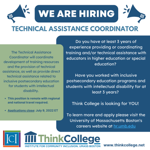 flier with details of technical assistance coordinator position