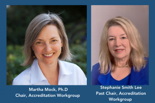 photos of Martha Mock and Stephanie Smith Lee, chair and past chair of the Accreditation Workgroup