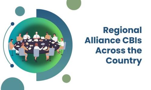 cartoon people sitting at a round table and the text reads Regional Alliance CBIs Across the Country