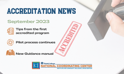 Accreditation News: Tips from the First accredited program, pilot process continues, new guidance manual