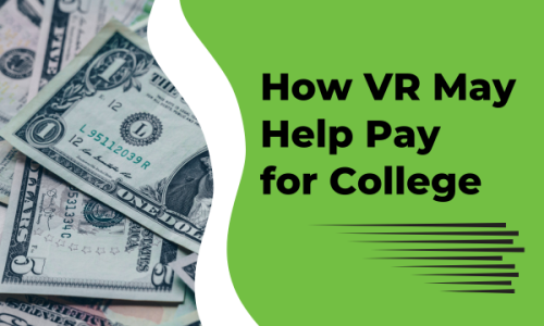 Money appears in the background, with the words How VR May Help Pay for College on a lime green background