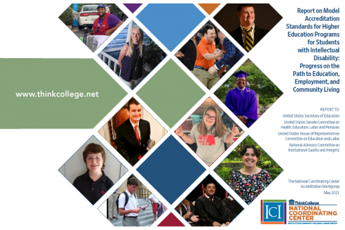 cover of report featuring colored boxes and photos of college students